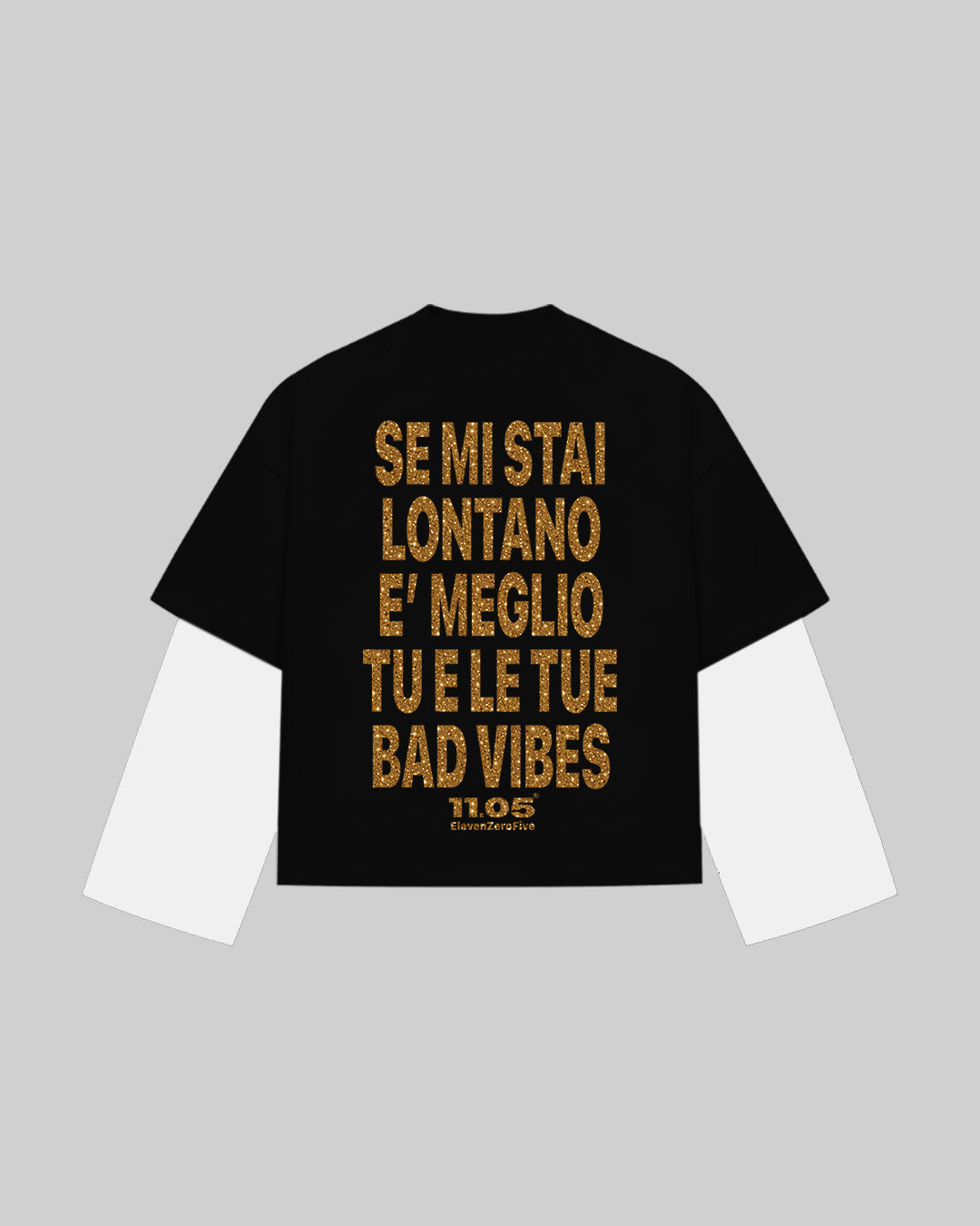 "NO BAD VIBES" Double Longsleeve | GOLD GLITTER EDITION