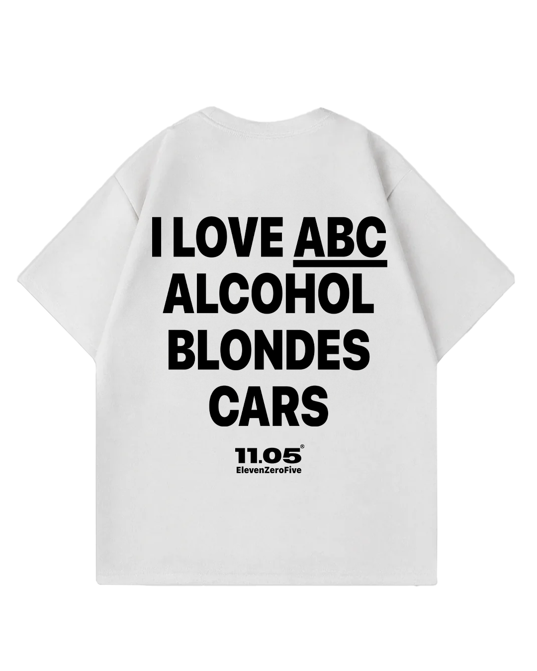 "I love ABC alcohol blondes cars" Oversized T-Shirt
