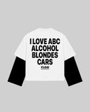 "I LOVE ABC ALOCHOL BLONDES CARS" Double-Sleeve