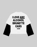 "I LOVE ABC ALOCHOL BRUNETTE CARS" Double-Sleeve