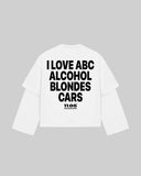 "I LOVE ABC ALOCHOL BLONDES CARS" Double-Sleeve