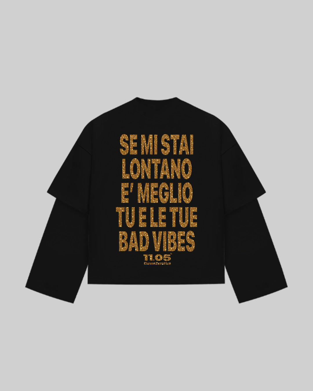 "NO BAD VIBES" Double Longsleeve | GOLD GLITTER EDITION