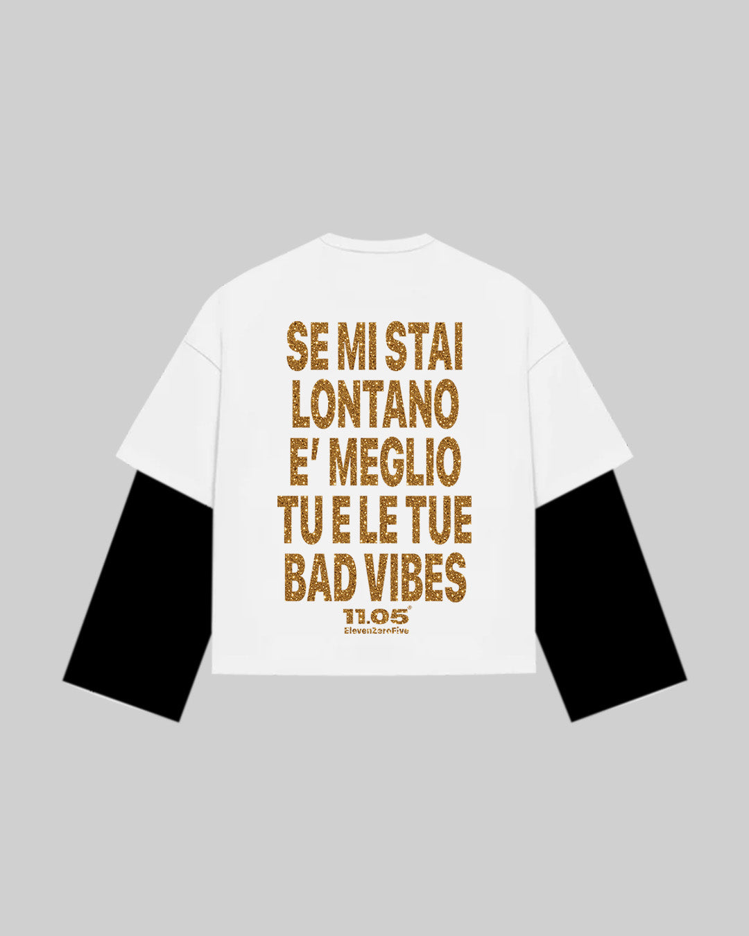 "NO BAD VIBES" Double Longsleeve | GOLD GLITTER EDITION