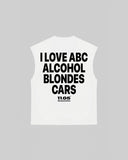 "I LOVE ABC ALCOHOL BLONDES CARS" Tank Top