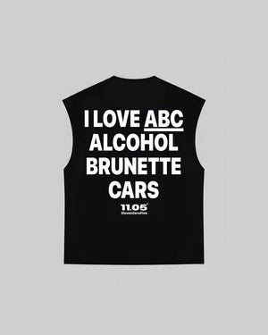 "I LOVE ABC ALCOHOL BRUNETTE CARS" Tank Top