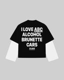 "I LOVE ABC ALOCHOL BRUNETTE CARS" Double-Sleeve