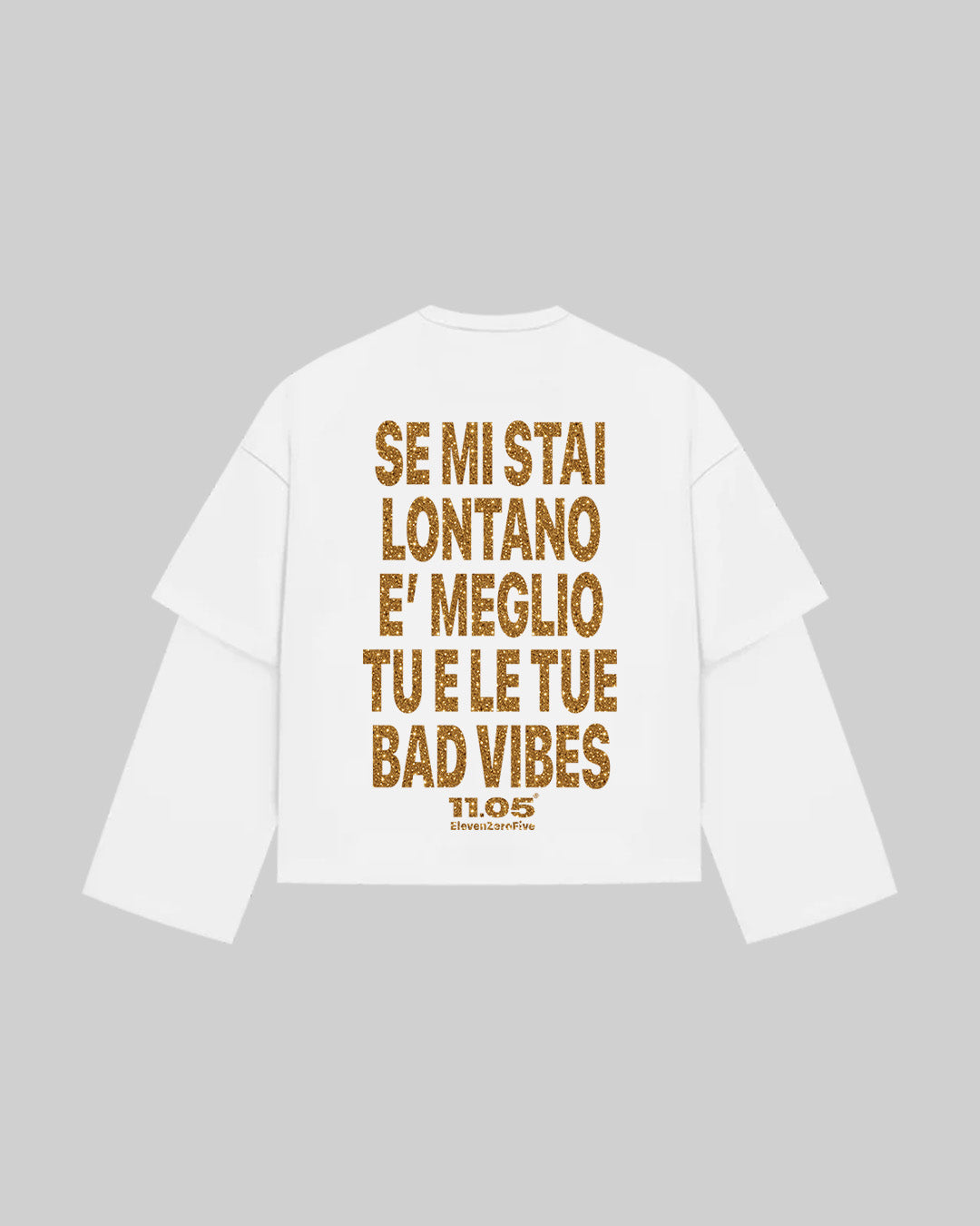 "NO BAD VIBES" Double Longsleeve | GOLD GLITTER EDITION