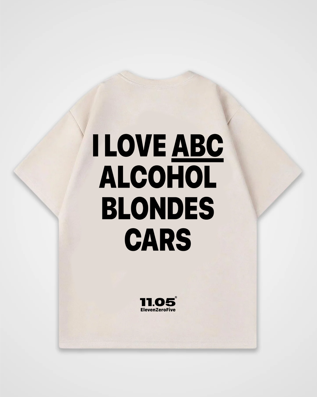 'I love ABC alcohol blondes cars' Oversized T-Shirt