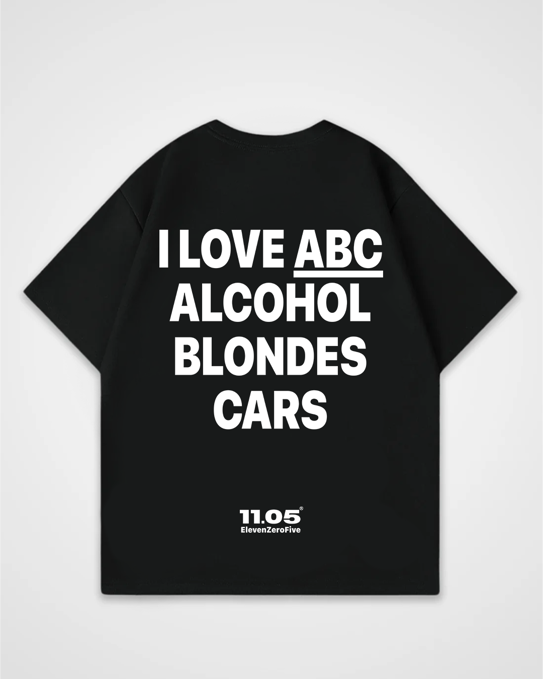 'I love ABC alcohol blondes cars' Oversized T-Shirt