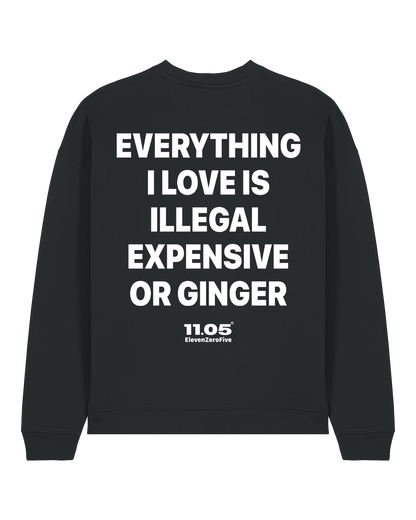 "Everything i love is illegal expensive or ginger" Felpa girocollo