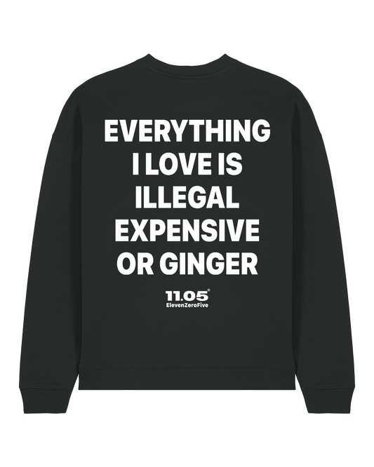 "Everything i love is illegal expensive or ginger" Felpa girocollo