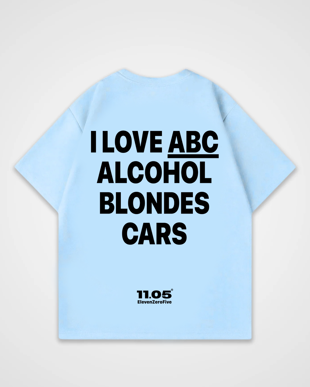 'I love ABC alcohol blondes cars' Oversized T-Shirt