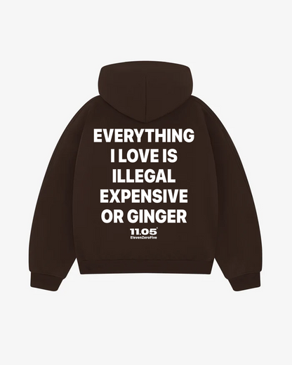 "Everything i love is illegal expensive or ginger" Comfy Hoodie