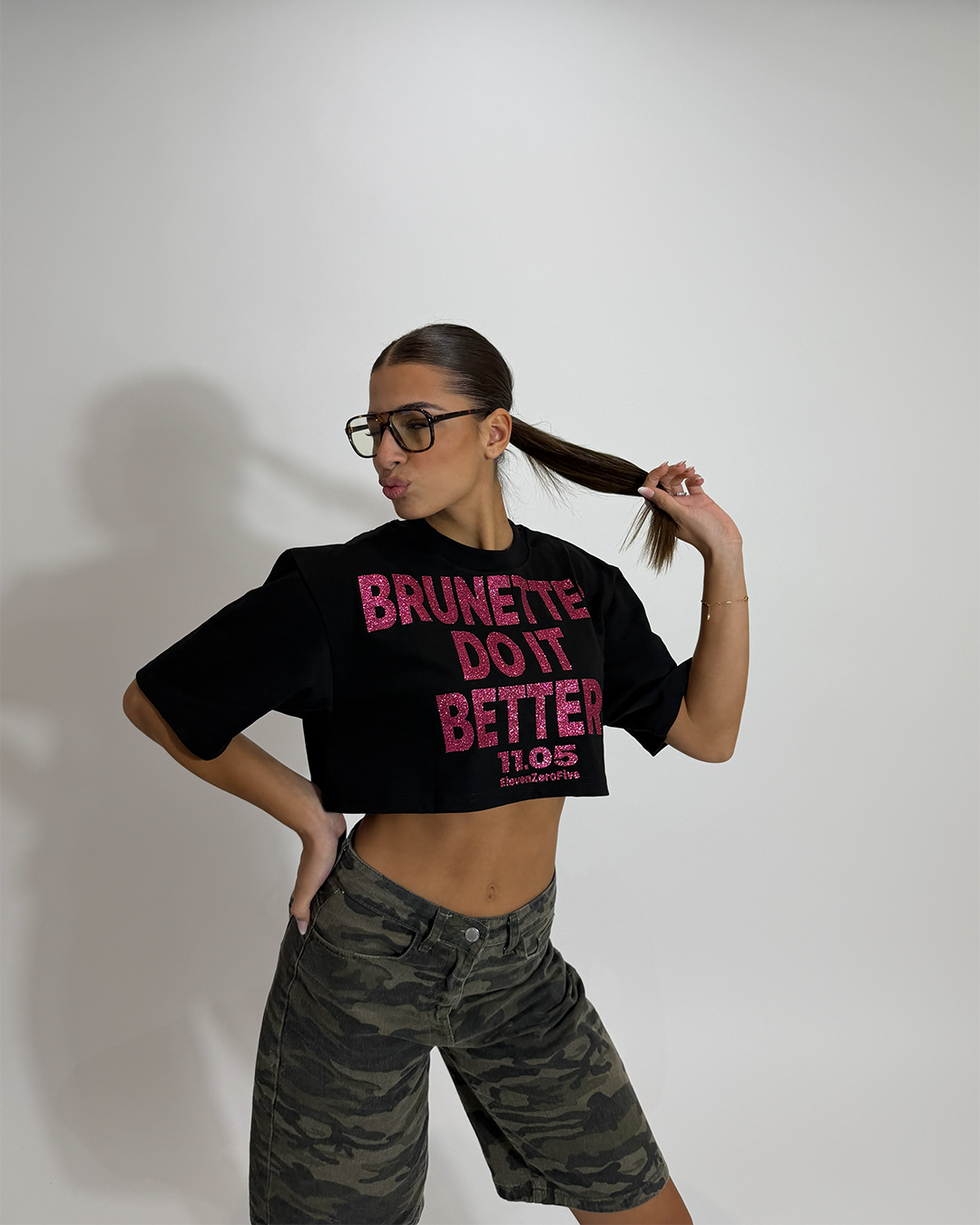 "BRUNETTES DO IT BETTER" Top da donna | GLITTER EDITION