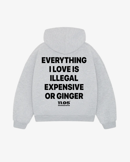 "Everything i love is illegal expensive or ginger" Comfy Hoodie