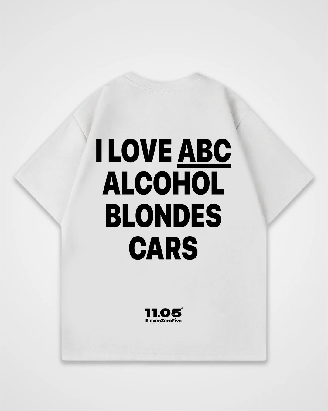 'I love ABC alcohol blondes cars' Oversized T-Shirt